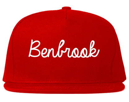 Benbrook Texas TX Script Mens Snapback Hat Red