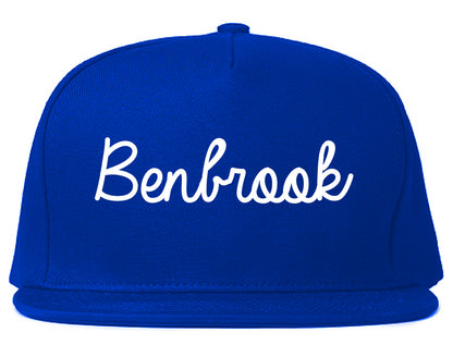 Benbrook Texas TX Script Mens Snapback Hat Royal Blue