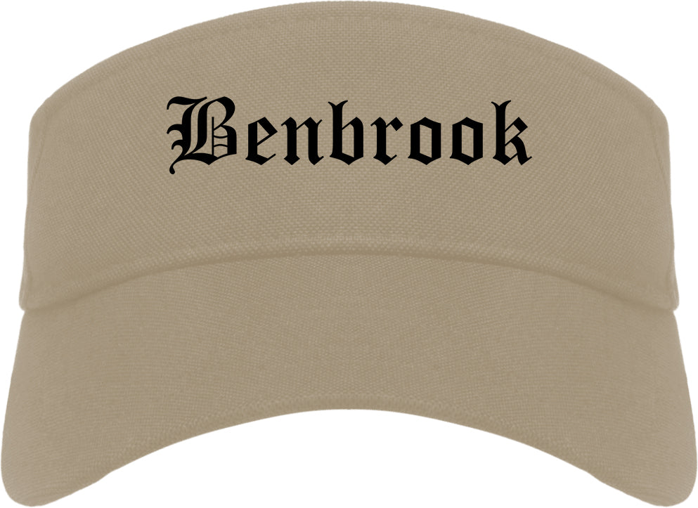 Benbrook Texas TX Old English Mens Visor Cap Hat Khaki