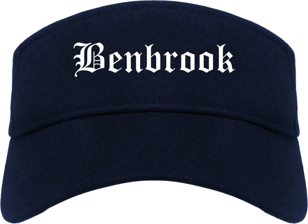 Benbrook Texas TX Old English Mens Visor Cap Hat Navy Blue