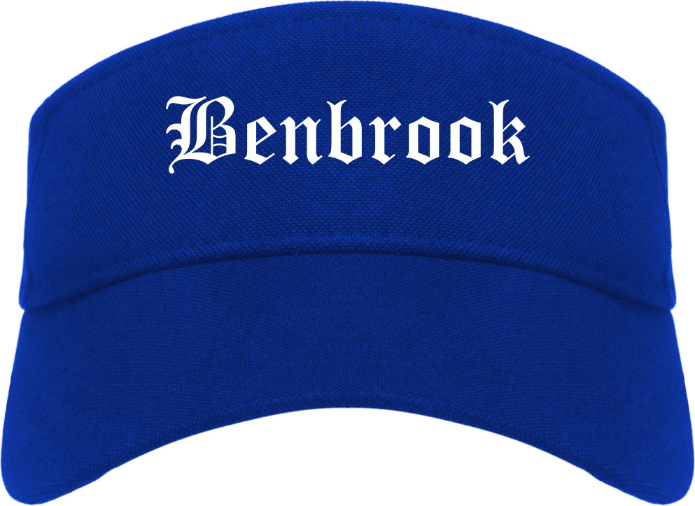 Benbrook Texas TX Old English Mens Visor Cap Hat Royal Blue
