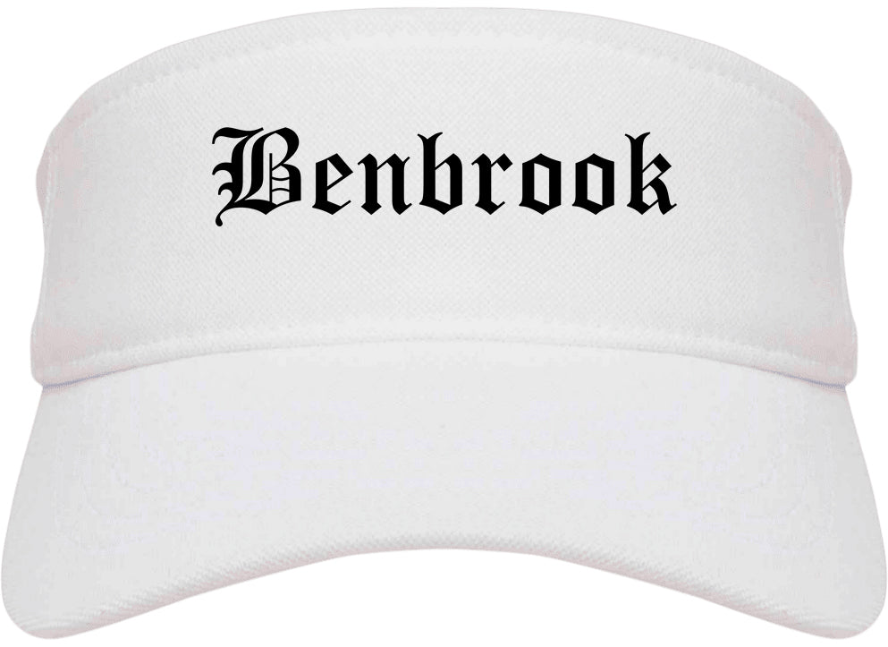 Benbrook Texas TX Old English Mens Visor Cap Hat White