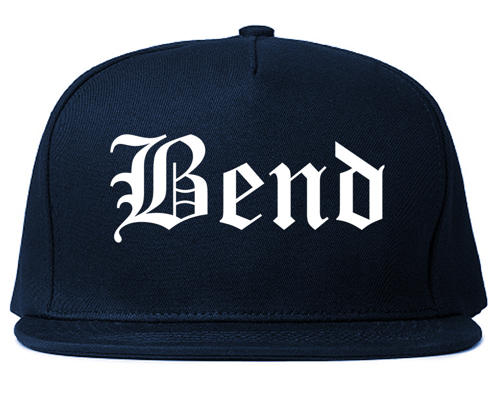 Bend Oregon OR Old English Mens Snapback Hat Navy Blue