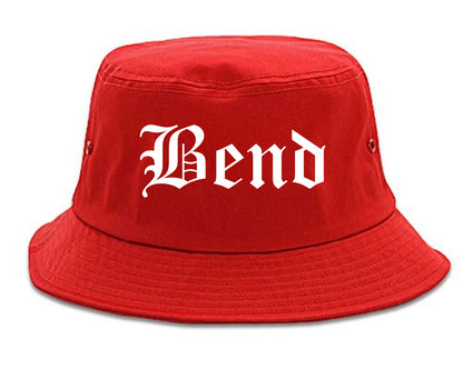 Bend Oregon OR Old English Mens Bucket Hat Red