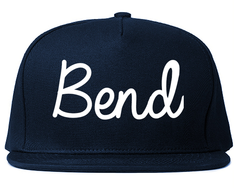 Bend Oregon OR Script Mens Snapback Hat Navy Blue