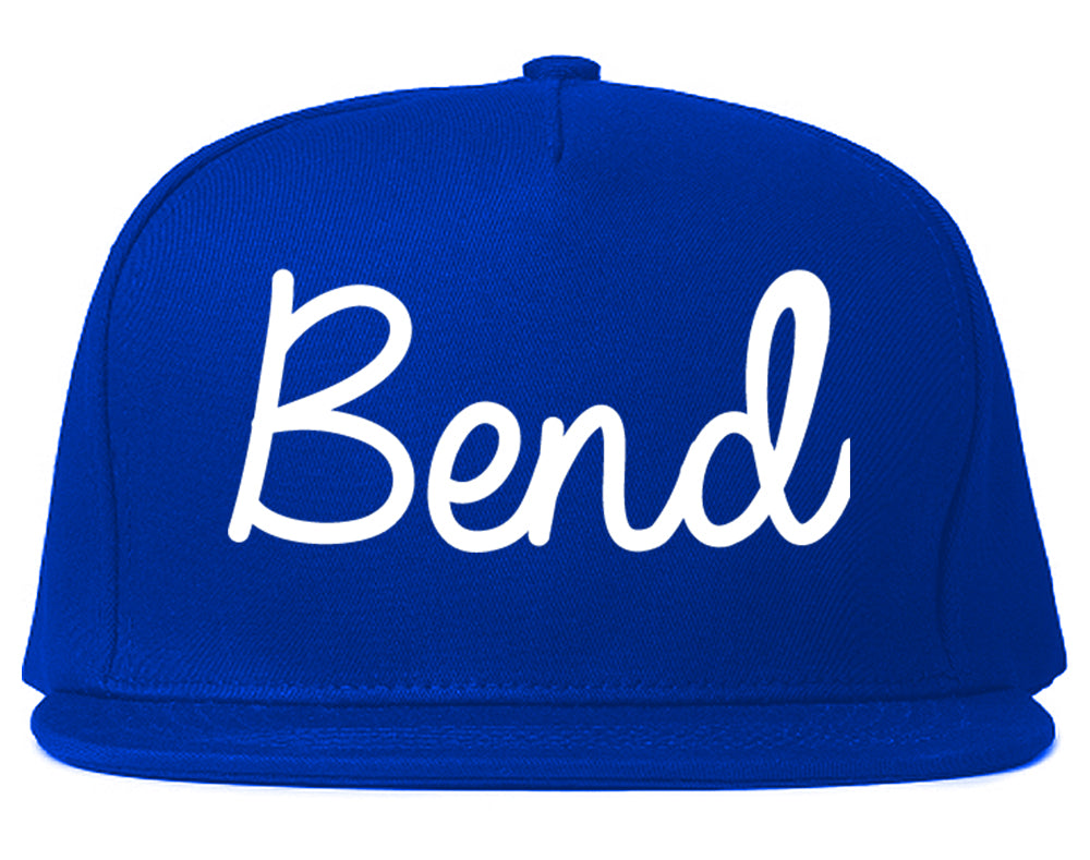 Bend Oregon OR Script Mens Snapback Hat Royal Blue