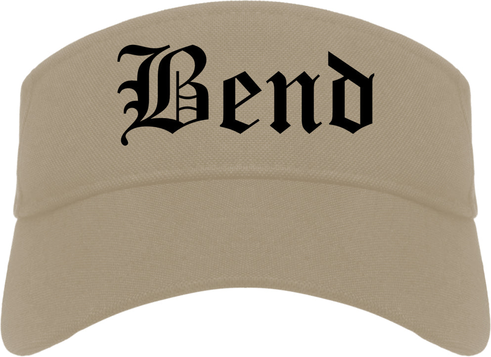 Bend Oregon OR Old English Mens Visor Cap Hat Khaki