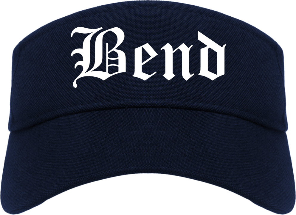 Bend Oregon OR Old English Mens Visor Cap Hat Navy Blue
