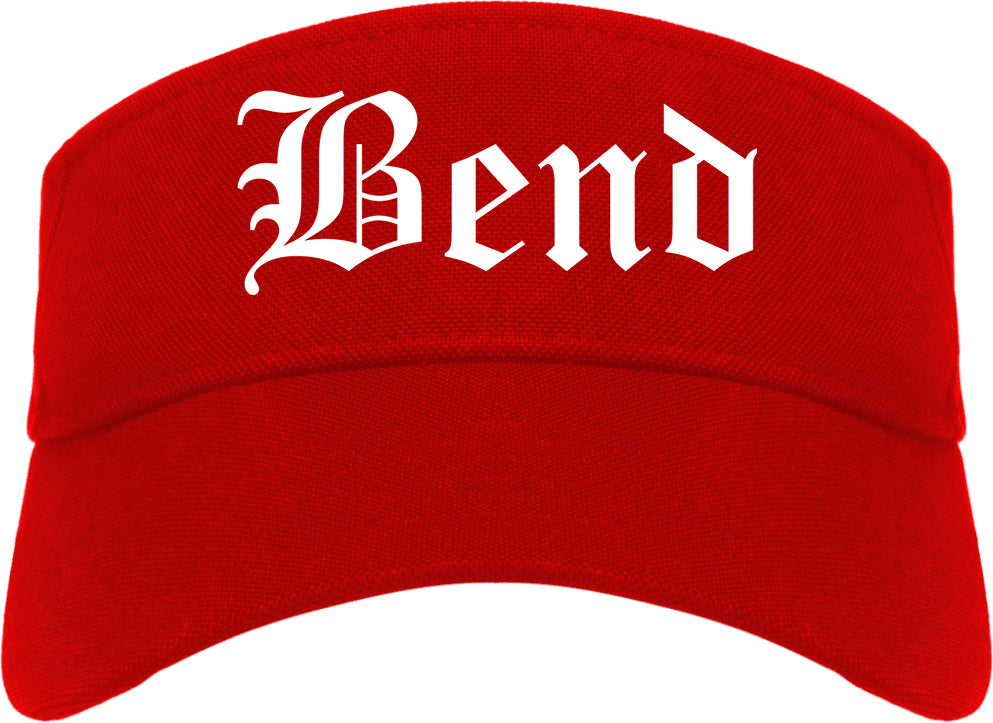 Bend Oregon OR Old English Mens Visor Cap Hat Red