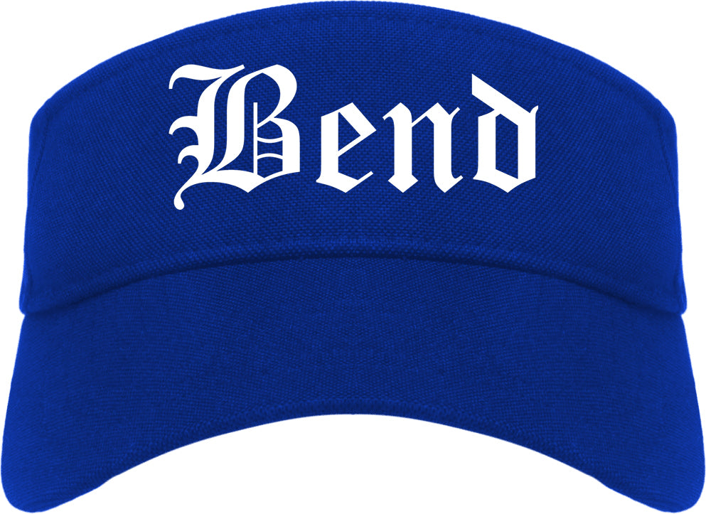 Bend Oregon OR Old English Mens Visor Cap Hat Royal Blue