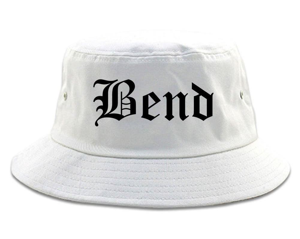 Bend Oregon OR Old English Mens Bucket Hat White