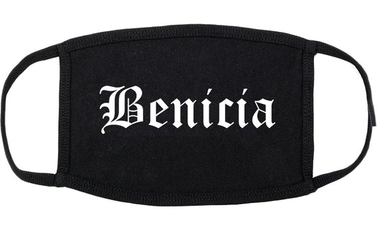Benicia California CA Old English Cotton Face Mask Black