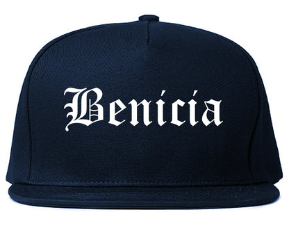 Benicia California CA Old English Mens Snapback Hat Navy Blue