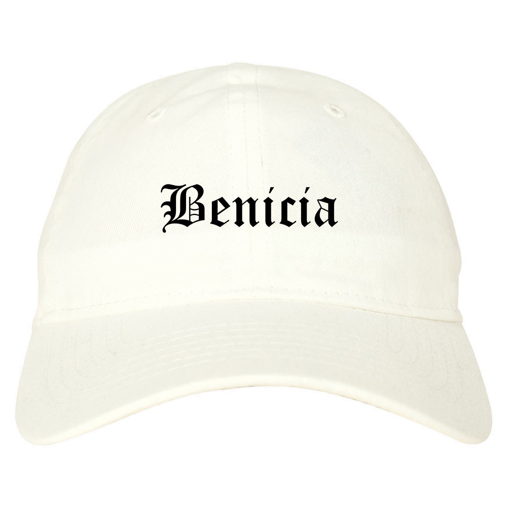 Benicia California CA Old English Mens Dad Hat Baseball Cap White