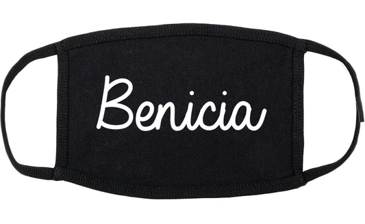 Benicia California CA Script Cotton Face Mask Black