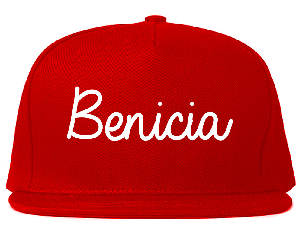Benicia California CA Script Mens Snapback Hat Red