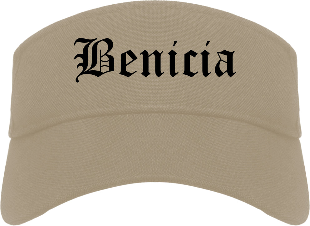 Benicia California CA Old English Mens Visor Cap Hat Khaki