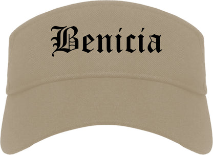 Benicia California CA Old English Mens Visor Cap Hat Khaki