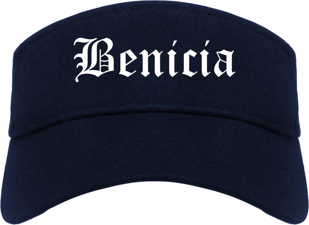 Benicia California CA Old English Mens Visor Cap Hat Navy Blue