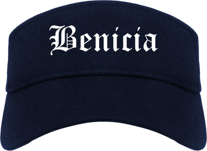 Benicia California CA Old English Mens Visor Cap Hat Navy Blue