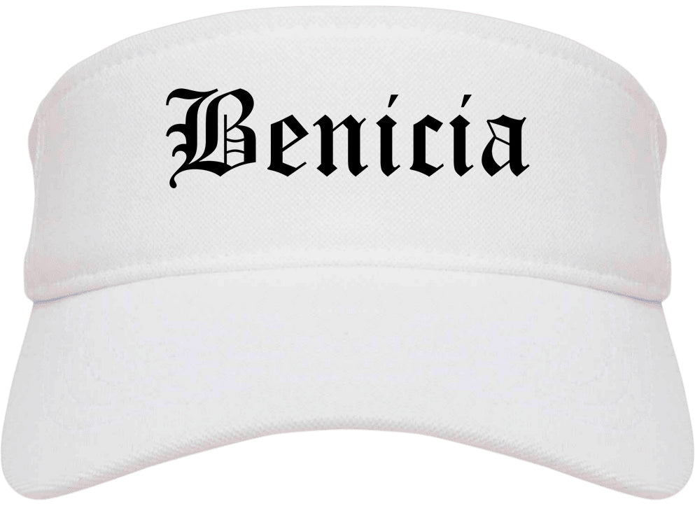 Benicia California CA Old English Mens Visor Cap Hat White