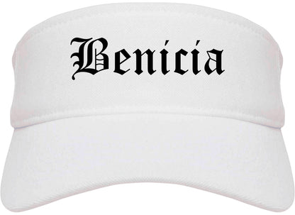 Benicia California CA Old English Mens Visor Cap Hat White