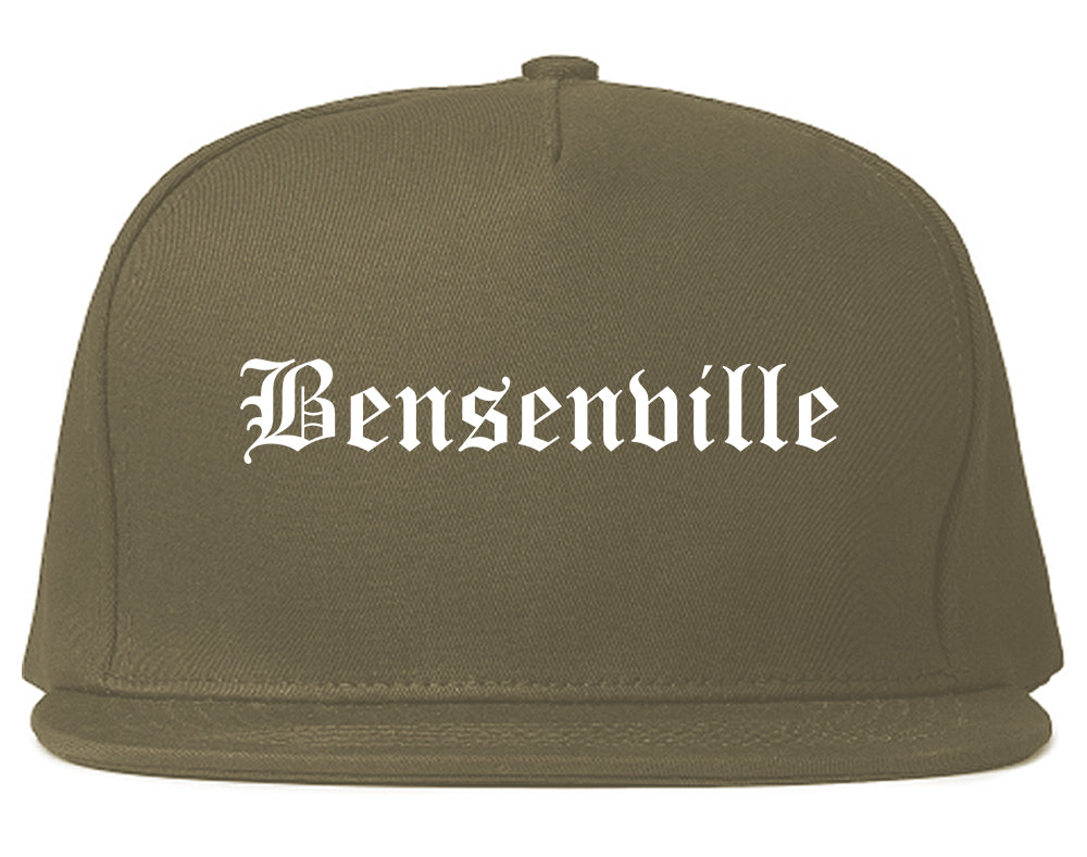 Bensenville Illinois IL Old English Mens Snapback Hat Grey
