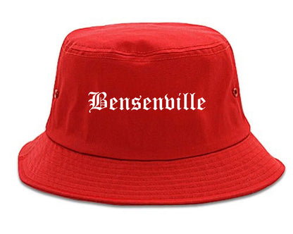 Bensenville Illinois IL Old English Mens Bucket Hat Red