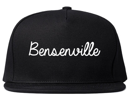 Bensenville Illinois IL Script Mens Snapback Hat Black