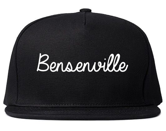 Bensenville Illinois IL Script Mens Snapback Hat Black