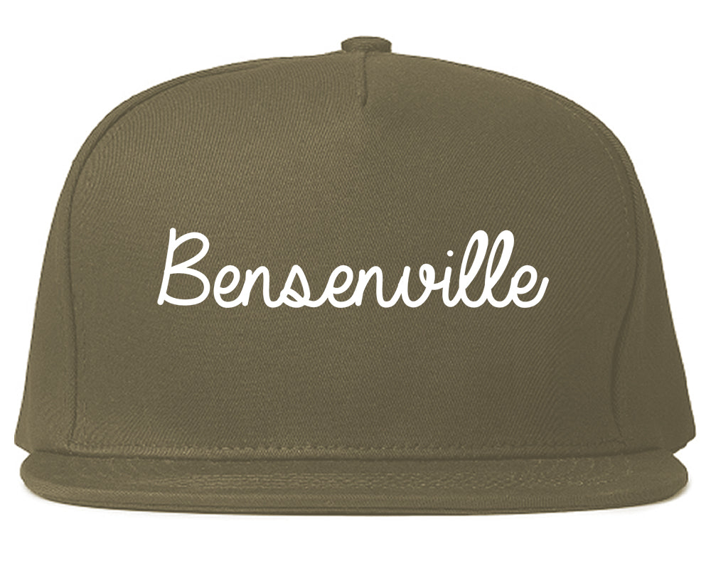 Bensenville Illinois IL Script Mens Snapback Hat Grey