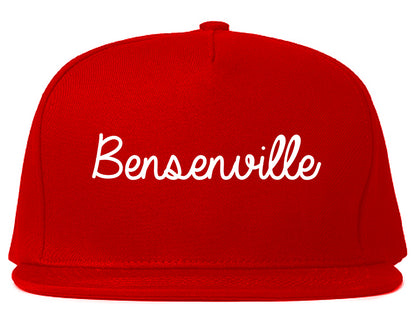 Bensenville Illinois IL Script Mens Snapback Hat Red