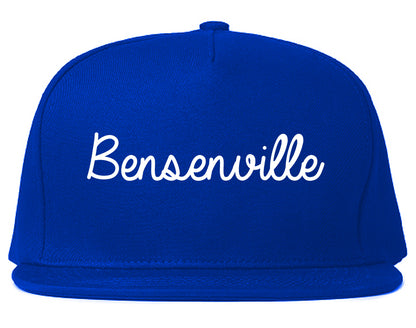 Bensenville Illinois IL Script Mens Snapback Hat Royal Blue