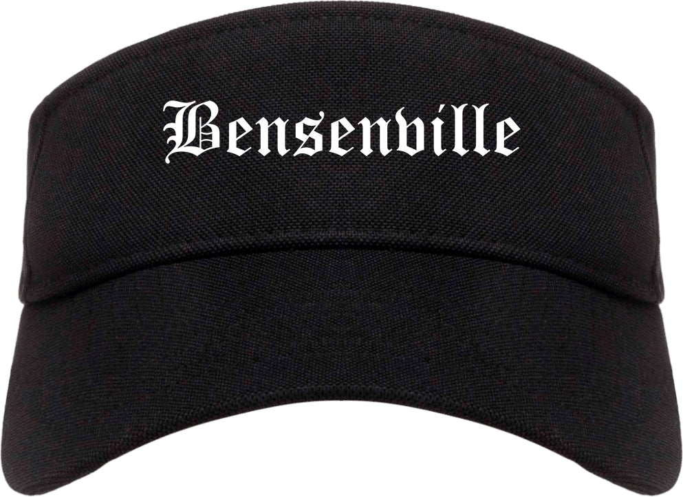 Bensenville Illinois IL Old English Mens Visor Cap Hat Black