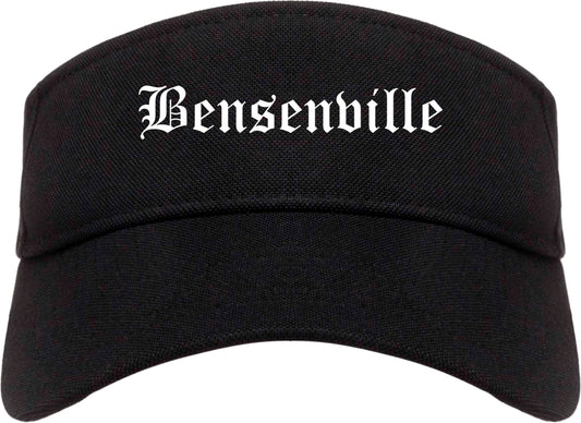 Bensenville Illinois IL Old English Mens Visor Cap Hat Black