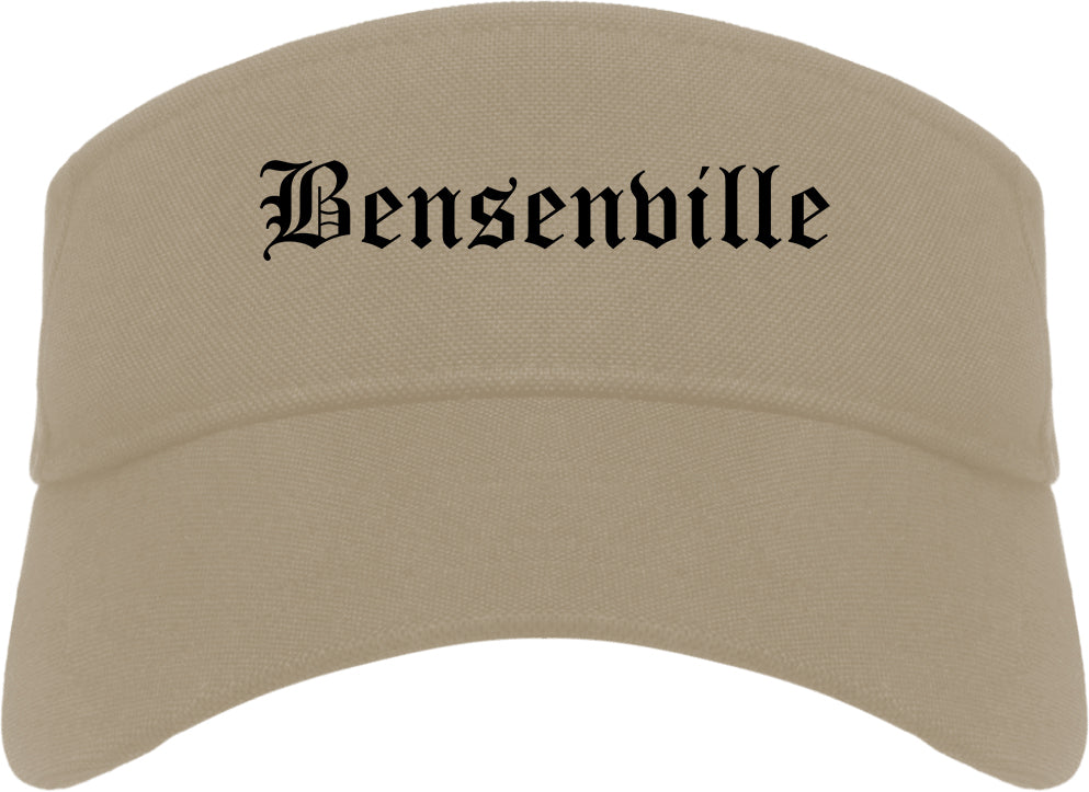 Bensenville Illinois IL Old English Mens Visor Cap Hat Khaki