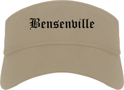 Bensenville Illinois IL Old English Mens Visor Cap Hat Khaki