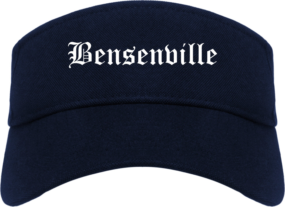 Bensenville Illinois IL Old English Mens Visor Cap Hat Navy Blue