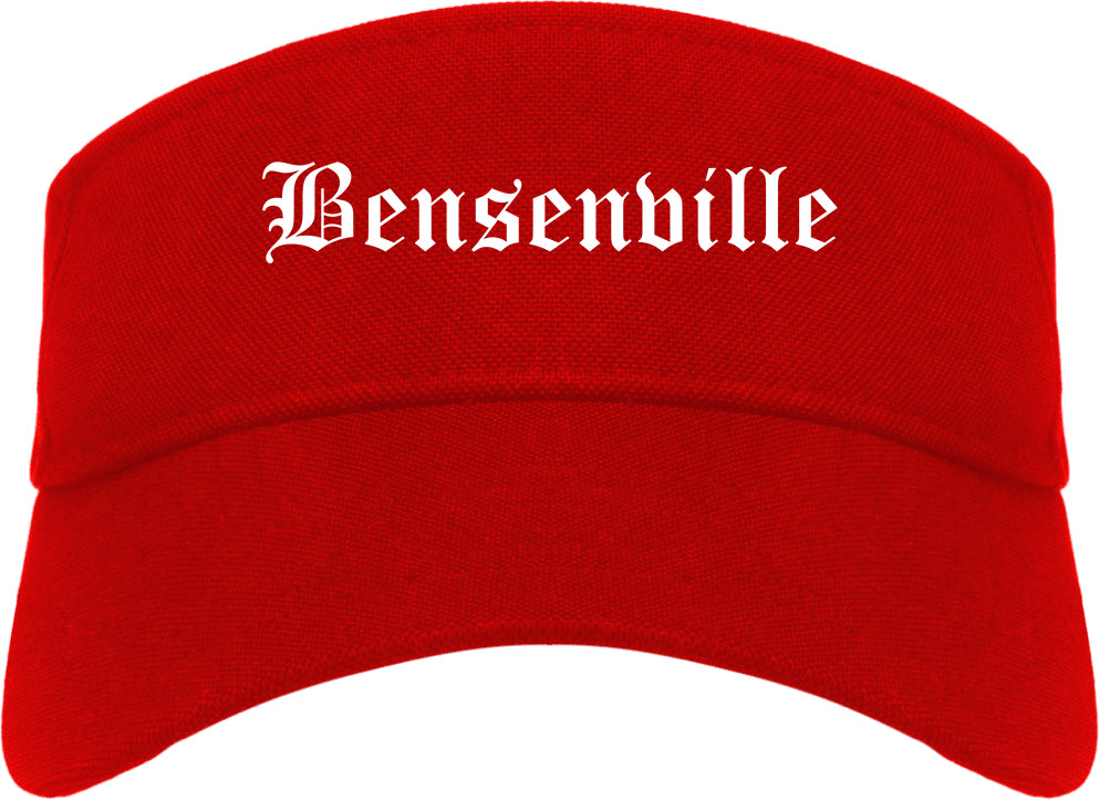 Bensenville Illinois IL Old English Mens Visor Cap Hat Red