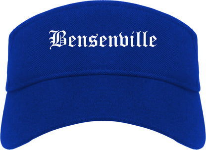 Bensenville Illinois IL Old English Mens Visor Cap Hat Royal Blue