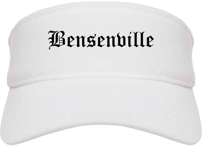 Bensenville Illinois IL Old English Mens Visor Cap Hat White