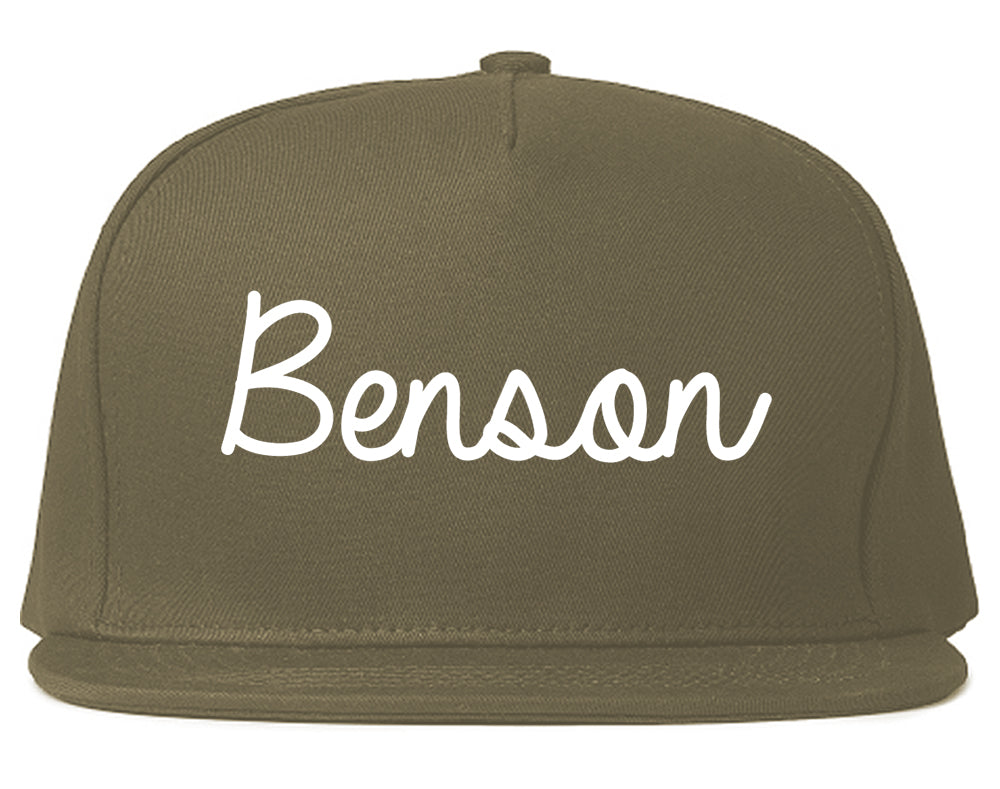 Benson Arizona AZ Script Mens Snapback Hat Grey