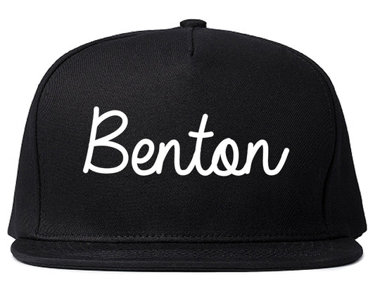 Benton Arkansas AR Script Mens Snapback Hat Black