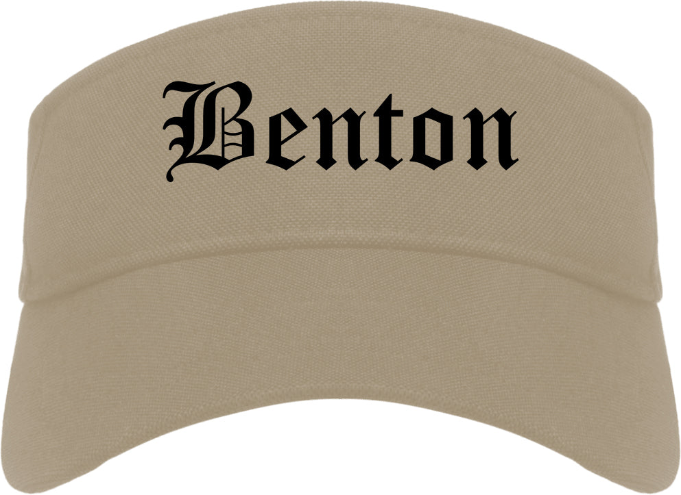 Benton Arkansas AR Old English Mens Visor Cap Hat Khaki