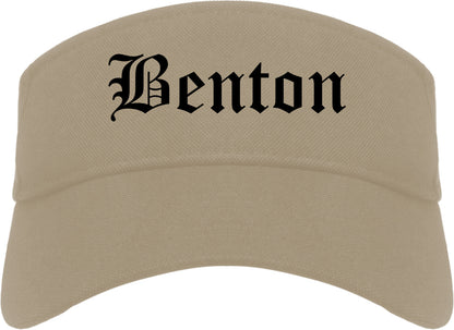 Benton Arkansas AR Old English Mens Visor Cap Hat Khaki