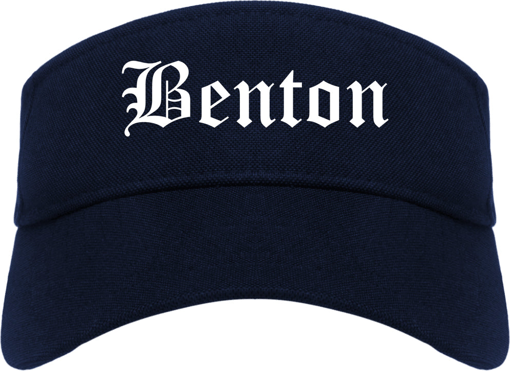 Benton Arkansas AR Old English Mens Visor Cap Hat Navy Blue