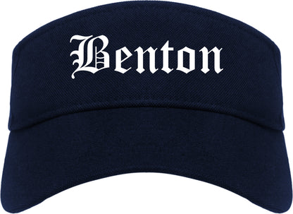 Benton Arkansas AR Old English Mens Visor Cap Hat Navy Blue