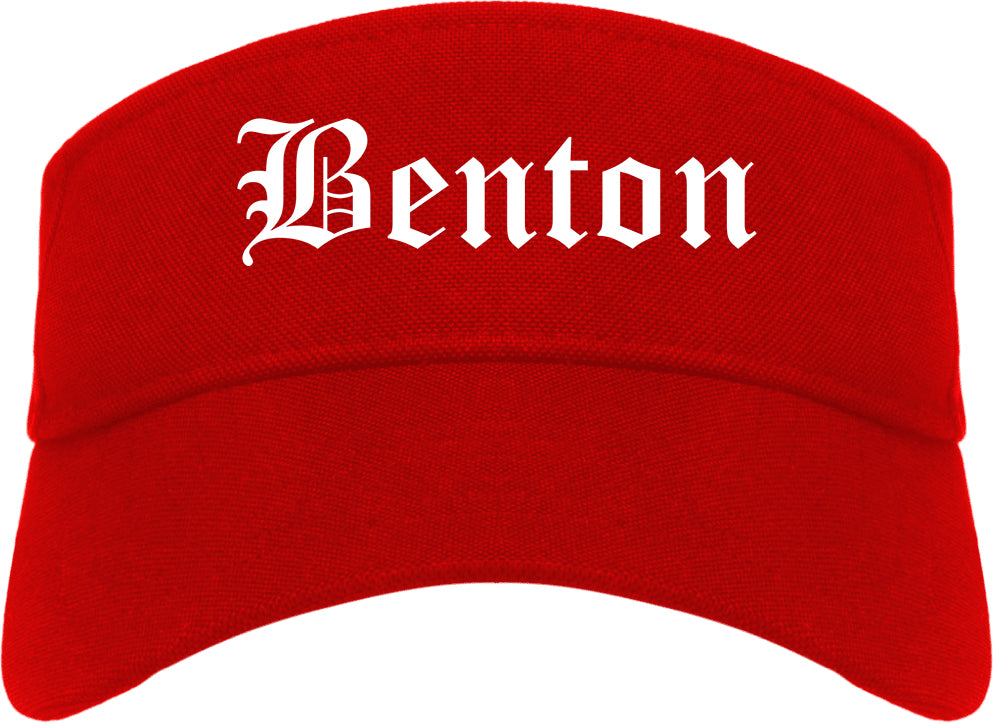 Benton Arkansas AR Old English Mens Visor Cap Hat Red