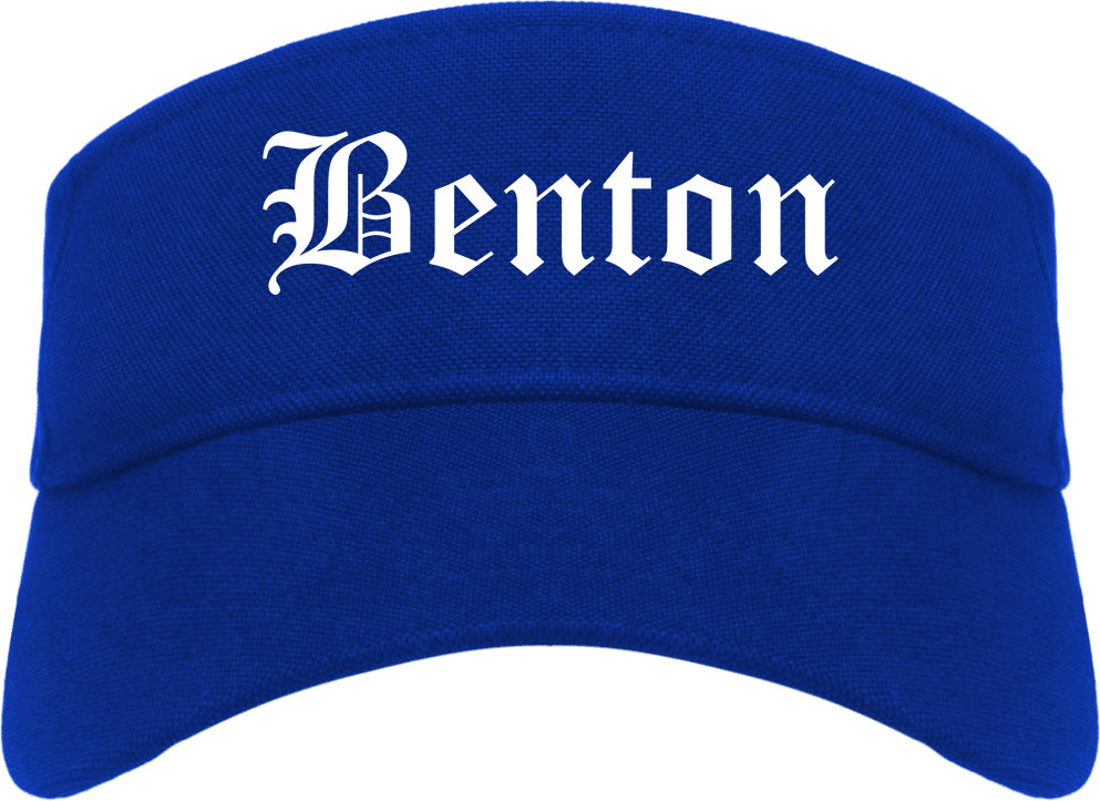 Benton Arkansas AR Old English Mens Visor Cap Hat Royal Blue