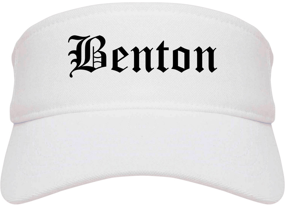 Benton Arkansas AR Old English Mens Visor Cap Hat White